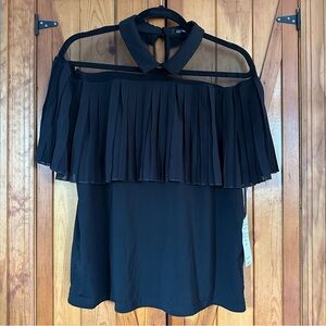 NWT For Cynthia Black Collared Blouse